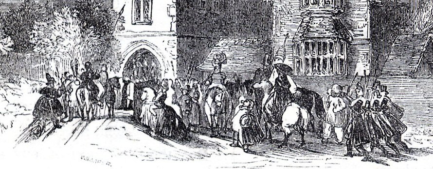 Detail from an engraving of mummers from The Penny Magazine, 1845