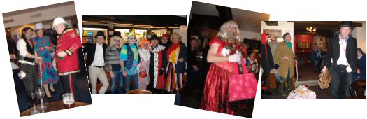 Four photos of folk plays performed during Christmas, New Year, and Plough Monday 2008/2009 - Tollerton Ploughboys, Muskham Pinkies, Belvoir Mummers, and Calverton Real Ale & Plough Play Preservation Society