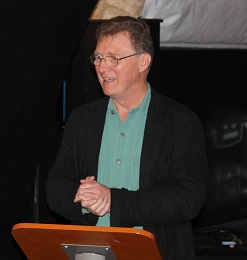 Steve Rowley speaking at the Symposium of the International Mummers Unconvention, Bath, 2011