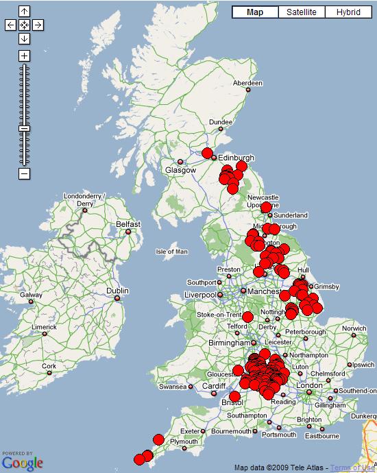 Folk Play Distribution Map: Plays in the J.M.Carpenter Collection